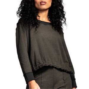 NWT HABITAT LIV DRAWSTRING BOXY SWEATSHIRT TOP CITRON STRIPE Sz 2X- 3X Host Pick